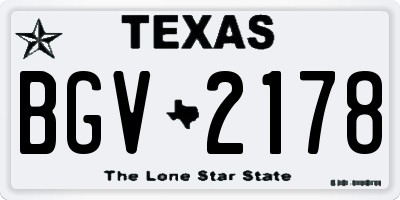 TX license plate BGV2178