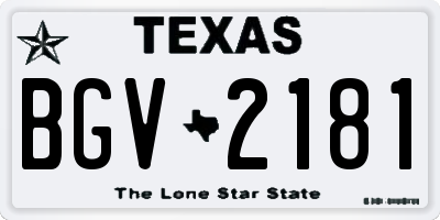 TX license plate BGV2181