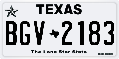 TX license plate BGV2183