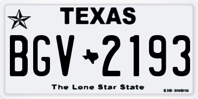 TX license plate BGV2193
