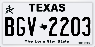 TX license plate BGV2203