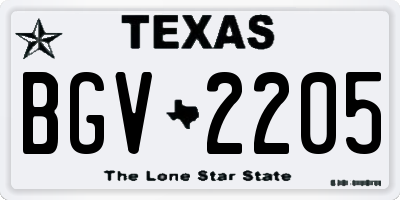 TX license plate BGV2205