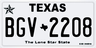 TX license plate BGV2208