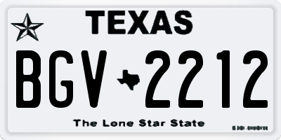 TX license plate BGV2212
