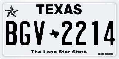 TX license plate BGV2214