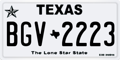 TX license plate BGV2223