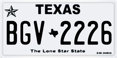 TX license plate BGV2226