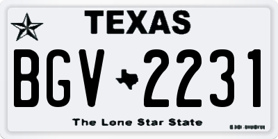 TX license plate BGV2231