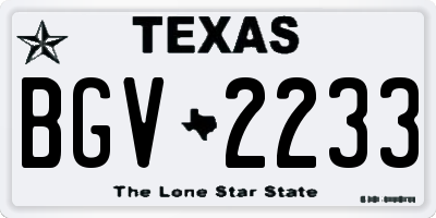 TX license plate BGV2233