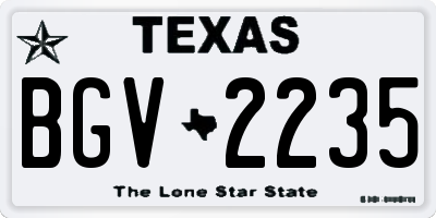 TX license plate BGV2235