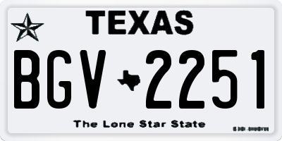 TX license plate BGV2251
