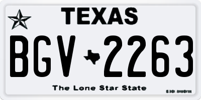 TX license plate BGV2263