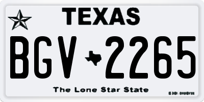 TX license plate BGV2265