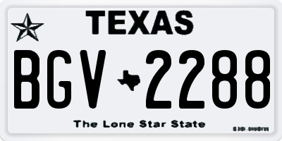 TX license plate BGV2288