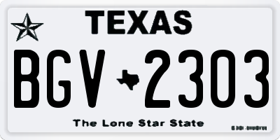 TX license plate BGV2303
