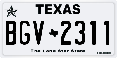 TX license plate BGV2311