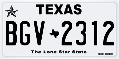 TX license plate BGV2312
