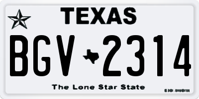 TX license plate BGV2314