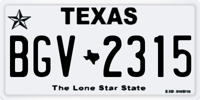 TX license plate BGV2315