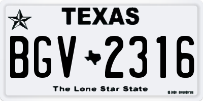 TX license plate BGV2316