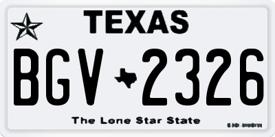 TX license plate BGV2326