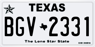 TX license plate BGV2331