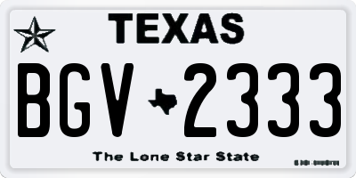 TX license plate BGV2333