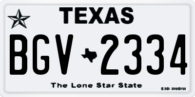 TX license plate BGV2334