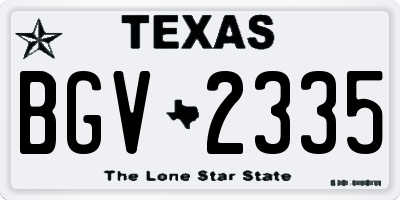 TX license plate BGV2335
