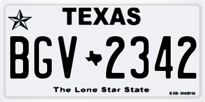 TX license plate BGV2342