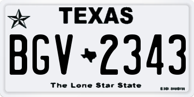 TX license plate BGV2343