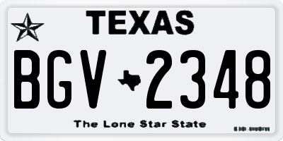 TX license plate BGV2348