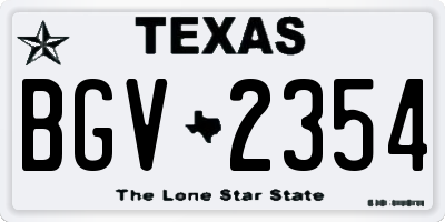TX license plate BGV2354