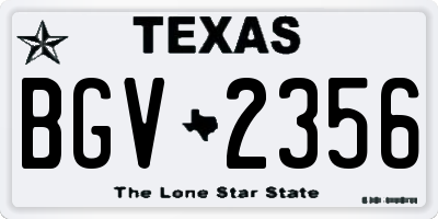 TX license plate BGV2356