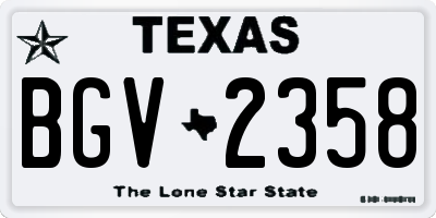TX license plate BGV2358