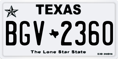 TX license plate BGV2360