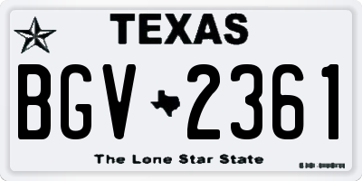 TX license plate BGV2361