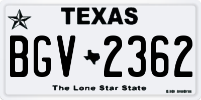 TX license plate BGV2362