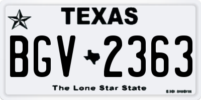 TX license plate BGV2363