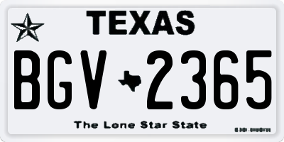 TX license plate BGV2365