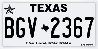 TX license plate BGV2367