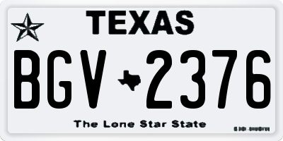 TX license plate BGV2376