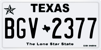 TX license plate BGV2377