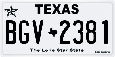 TX license plate BGV2381