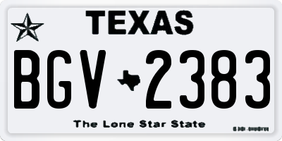 TX license plate BGV2383