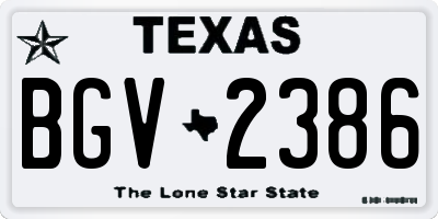 TX license plate BGV2386