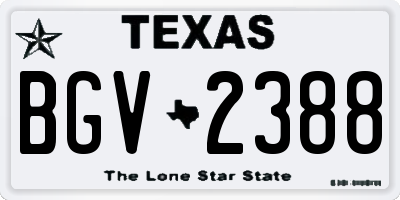 TX license plate BGV2388