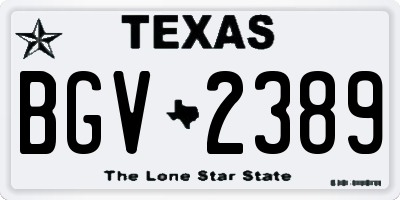 TX license plate BGV2389