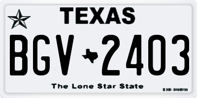 TX license plate BGV2403