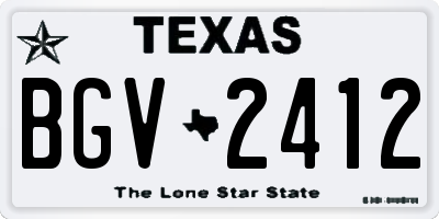 TX license plate BGV2412